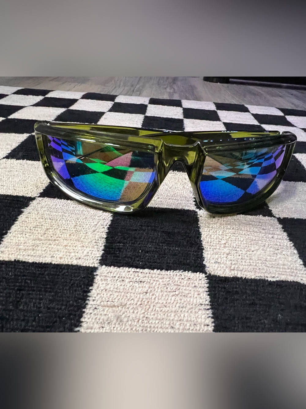 Olive Green Rectangle Sunglasses | Tinted Lenses | Y2K